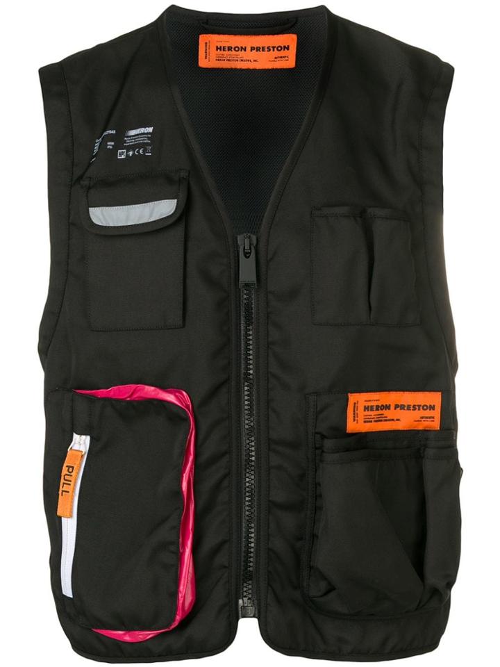 Heron Preston Patch Pocket Zipped Vest - Black