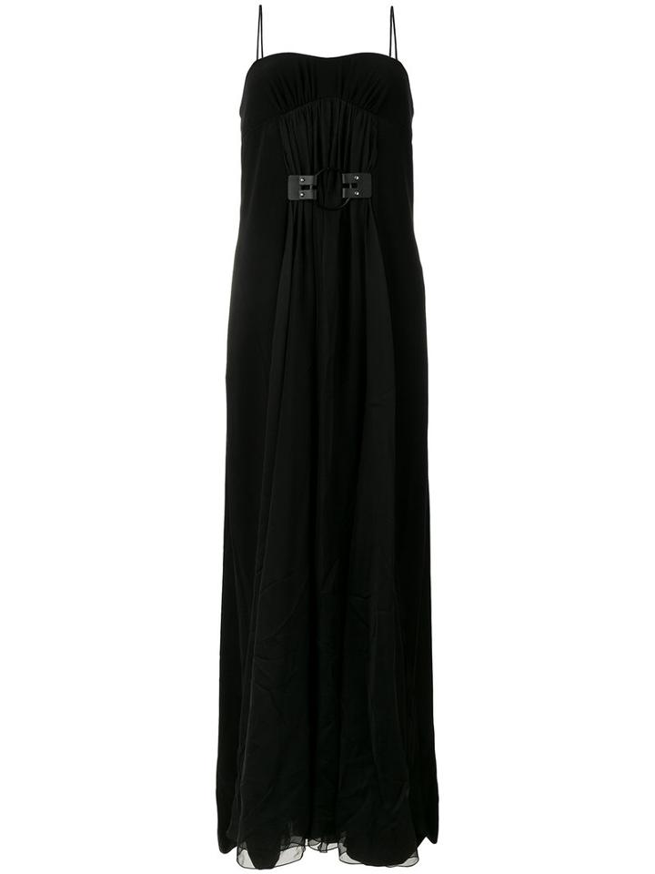 Giorgio Armani Belted Long Dress, Women's, Size: 44, Black, Polyester/acetate/silk