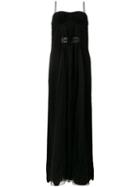 Giorgio Armani Belted Long Dress, Women's, Size: 44, Black, Polyester/acetate/silk