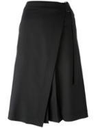 Jil Sander Navy Midi Wrap Skirt, Women's, Size: 38, Black, Polyester/virgin Wool/spandex/elastane