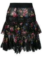 Dolce & Gabbana - Floral Lace Hem Skirt - Women - Silk/cotton/polyamide/spandex/elastane - 40, Black, Silk/cotton/polyamide/spandex/elastane