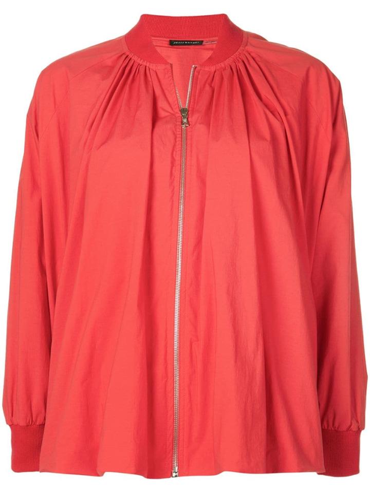 Josie Natori Loose Bomber Jacket - Red