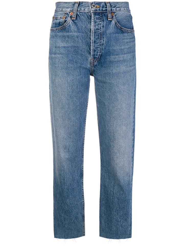 Re/done Cropped Straight-leg Jeans - Blue