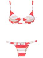 Amir Slama Striped Bikinis - Red