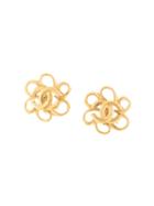 Chanel Pre-owned 1998 Cc Flower Earrings - Gold