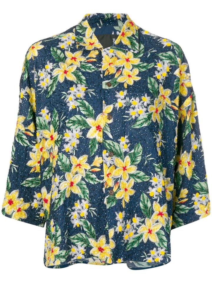 R13 Beaded Floral Shirt - Blue