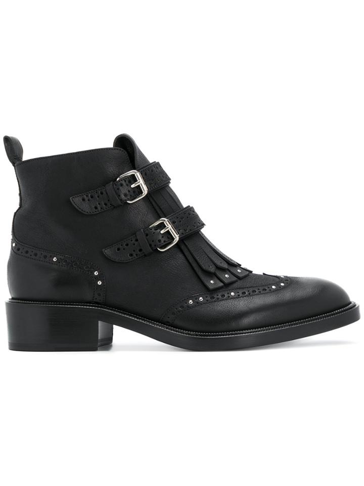 Sartore Fringed Buckle Boots - Black