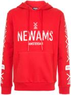 Newams Logo Print Hoodie - Red