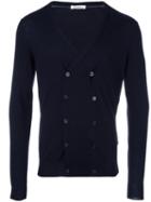 Paolo Pecora Double Breasted V-neck Cardigan, Men's, Size: Large, Blue, Wool