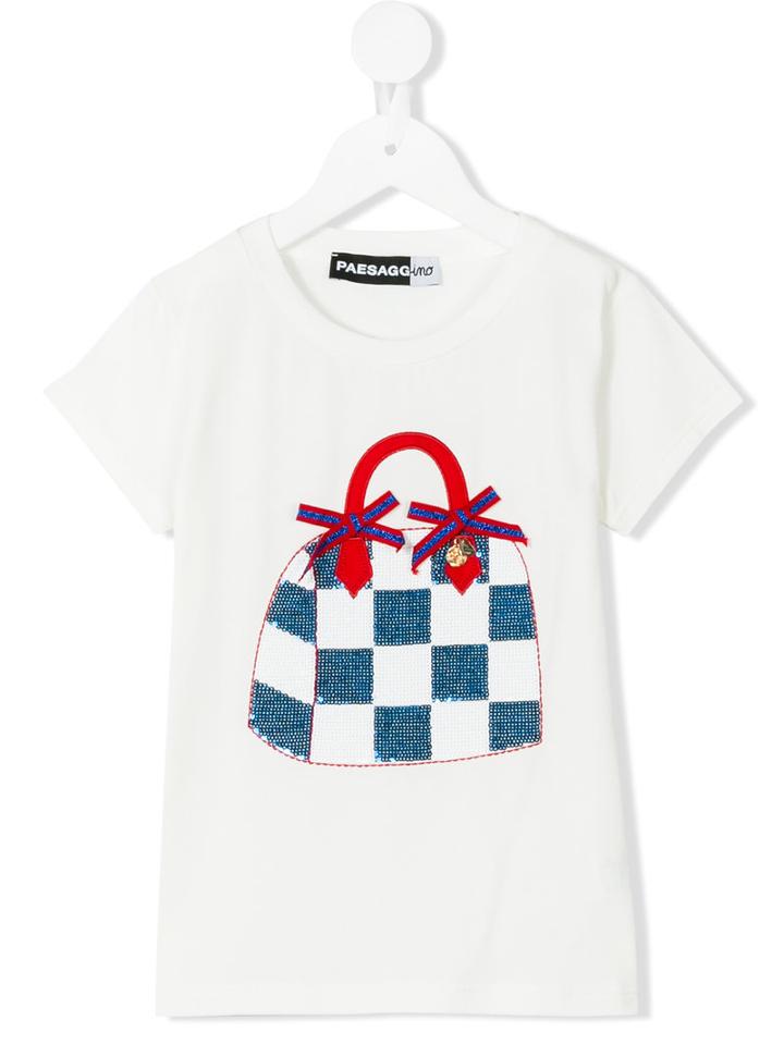 Paesaggino - Handbag Embroidered T-shirt - Kids - Cotton/spandex/elastane - 8 Yrs, White
