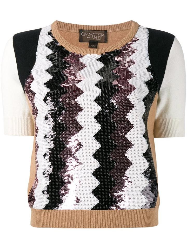Giambattista Valli Chevron Sequinned Tank Top