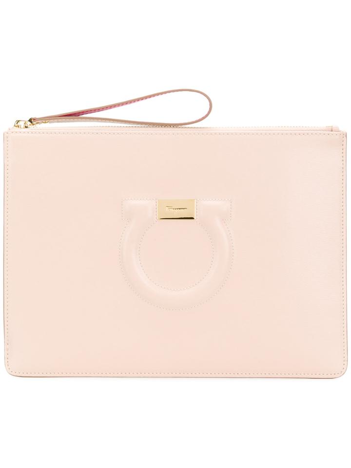 Salvatore Ferragamo Gancini Clutch - Nude & Neutrals