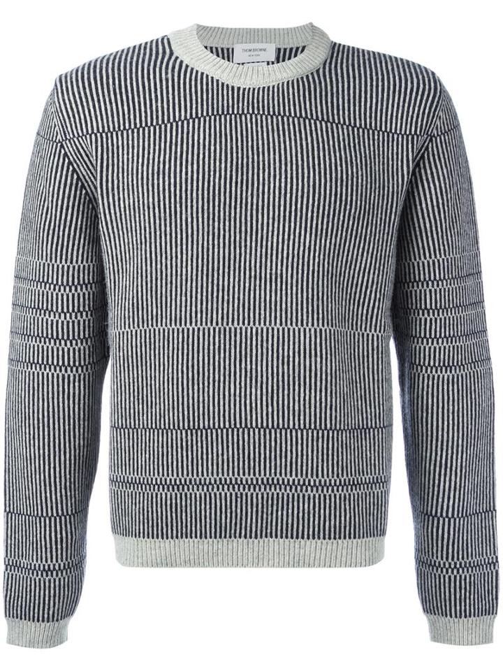 Thom Browne Round Neck Jumper, Men's, Size: 4, Grey, Camel Hair