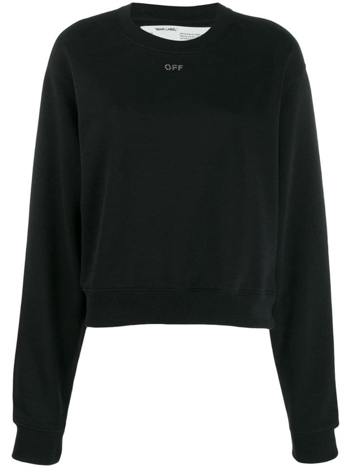 Off-white Rhinestone Embellished Sweatshirt - Black