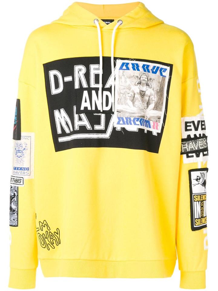 Diesel Stitched Patch Hoodie - Yellow & Orange