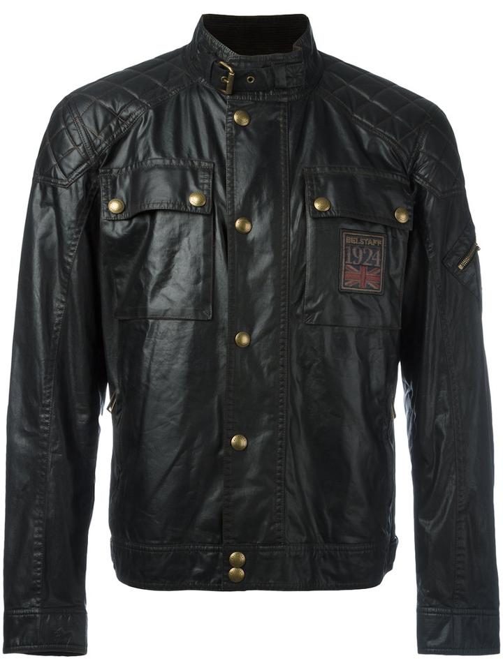 Belstaff Champion Patch Leather Effect Jacket, Men's, Size: 52, Black, Cotton/viscose
