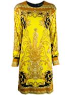 Versace Baroque Print Shift Dress - Yellow