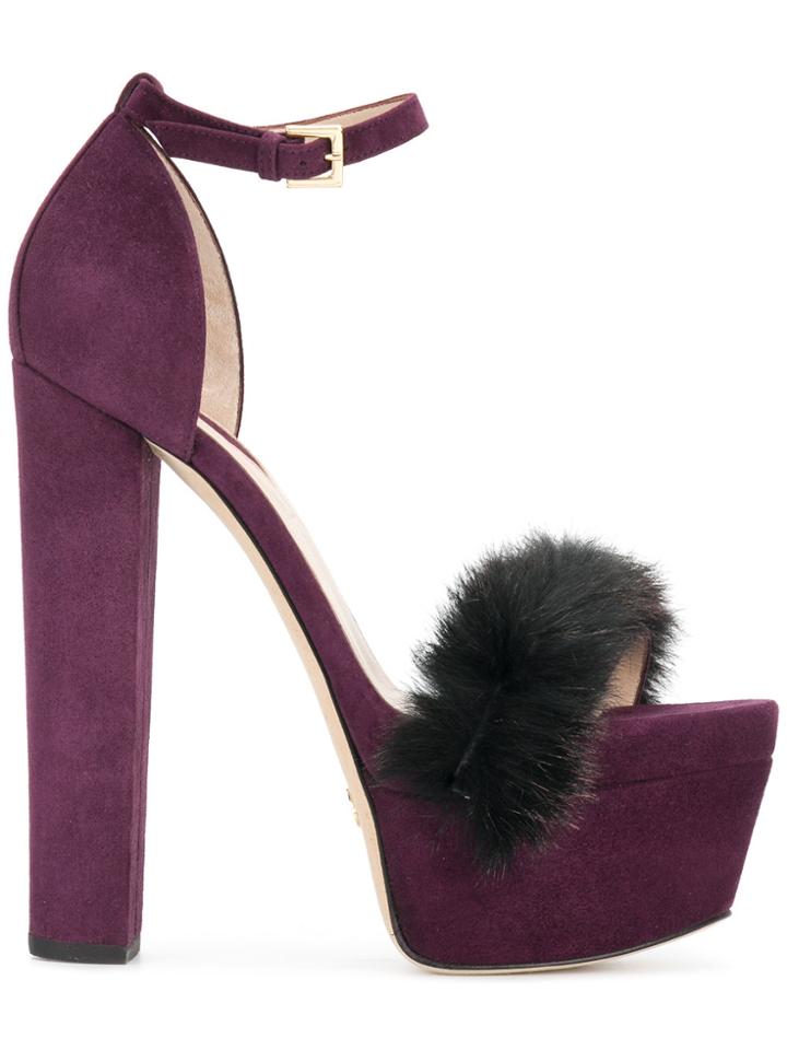 Elie Saab Opera Platform Sandals - Pink & Purple