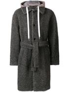 Msgm Hooded Single-breasted Coat - Grey