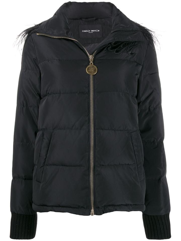 Frankie Morello Padded Embellished Coat - Black