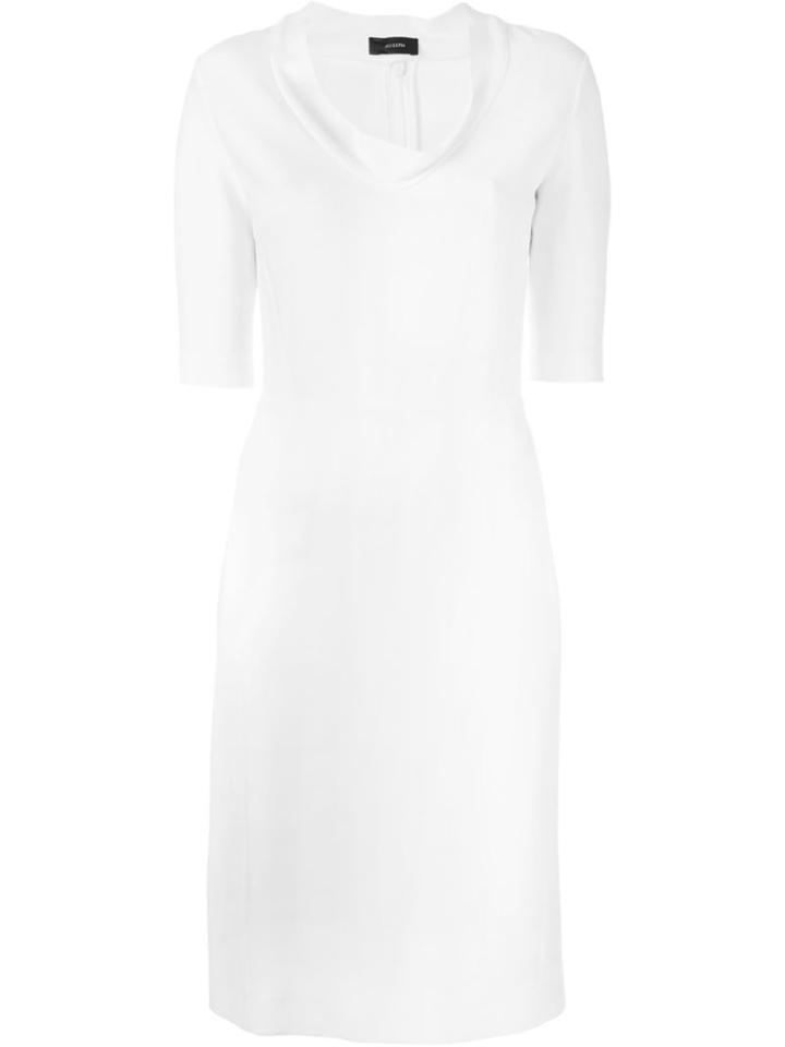 Joseph Cowl Neck Dress, Women's, Size: 42, White, Spandex/elastane/acetate/viscose