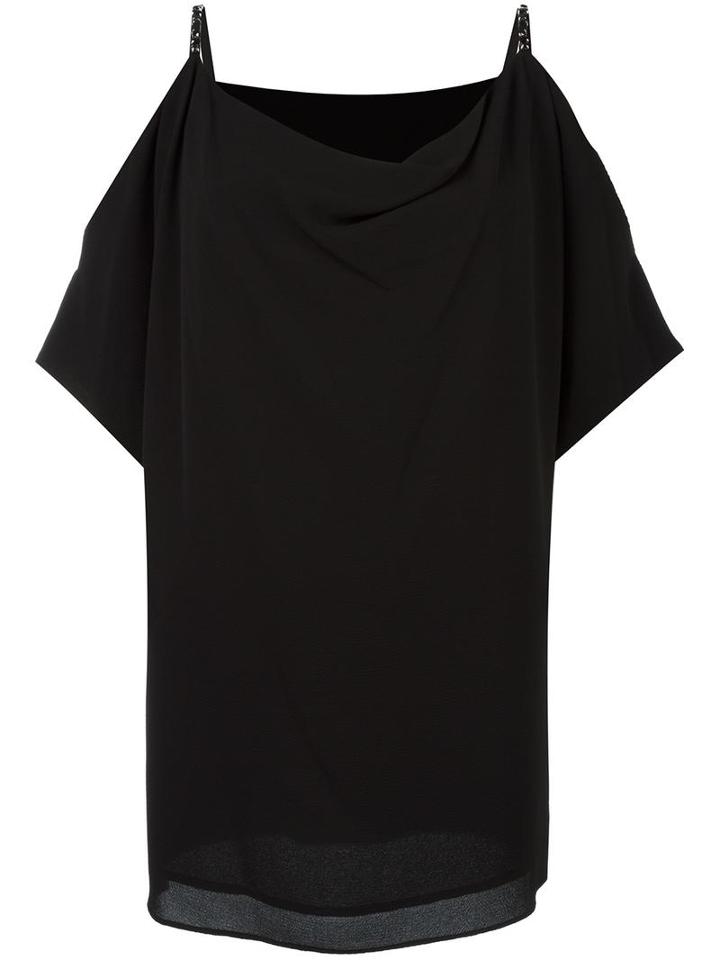 Michael Michael Kors Draped Off-shoulder Blouse, Women's, Size: Small, Black, Polyester/spandex/elastane