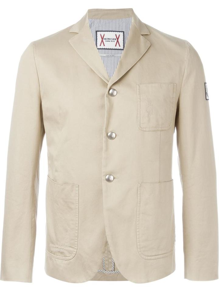Moncler Gamme Bleu Three Button Blazer, Men's, Size: 3, Nude/neutrals, Cotton/cupro