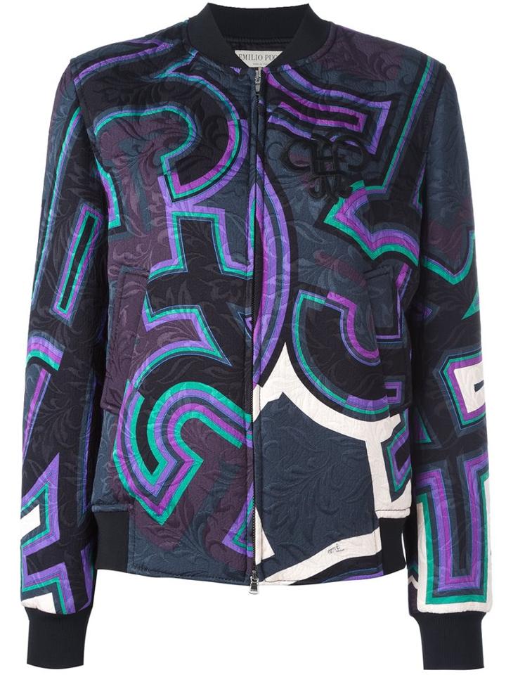 Emilio Pucci Printed Bomber Jacket, Women's, Size: 42, Viscose/cupro/cotton/polyester