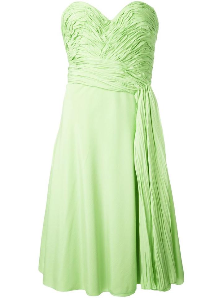 Ermanno Scervino Ruched Strapless Dress, Women's, Size: 42, Green, Silk/spandex/elastane/polyamide