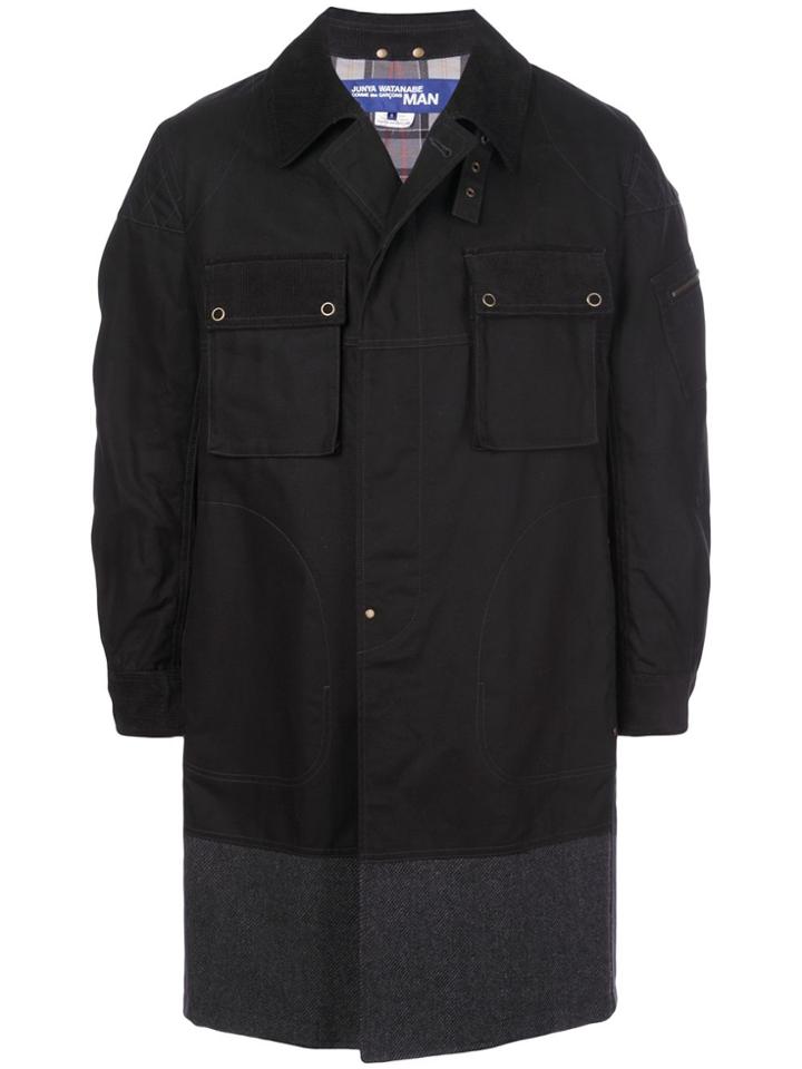 Junya Watanabe Man Panelled Single Breasted Coat - Black