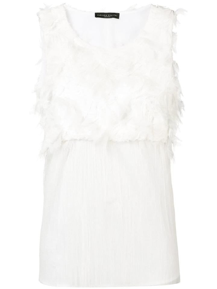 Fabiana Filippi Feathered Panel Blouse - White