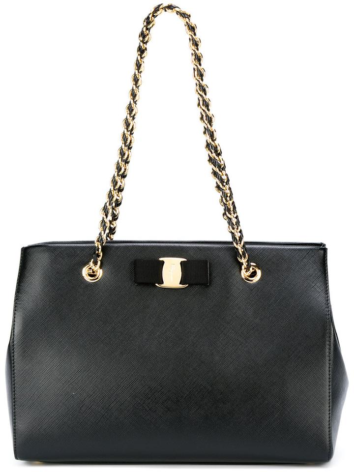 Salvatore Ferragamo Tote Bag, Women's, Black, Calf Leather