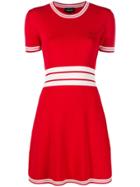 Emporio Armani Striped Waist Knit Dress - Red