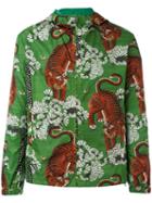 Gucci Bengal Print Hooded Jacket, Men's, Size: 44, Green, Polyamide/polyester