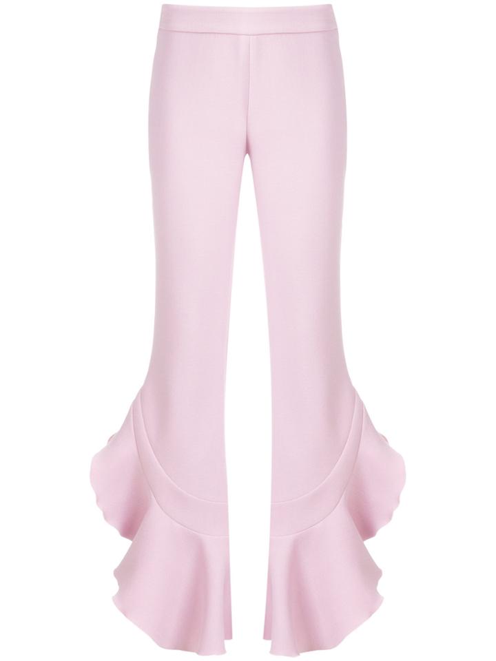 Giambattista Valli Flared Frill Trim Trousers - Pink & Purple