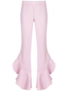 Giambattista Valli Flared Frill Trim Trousers - Pink & Purple