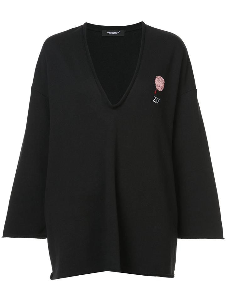 Undercover Plunging V-neck Knit Pullover - Black