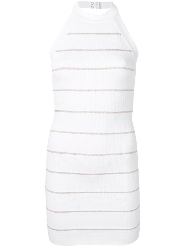 Balmain Striped Knit Dress - White