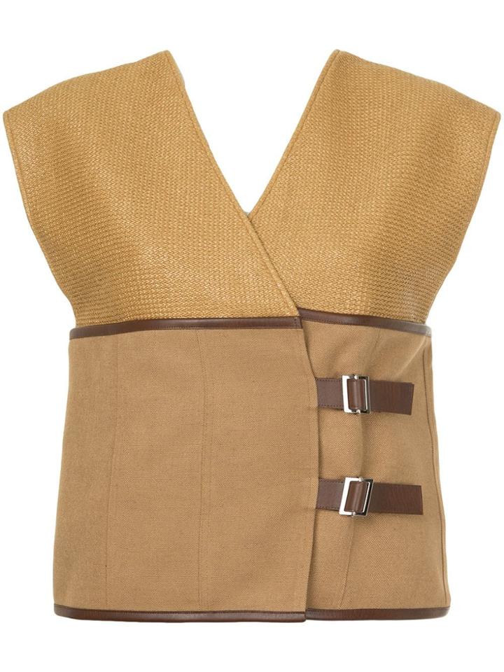 Muller Of Yoshiokubo Raffia Combination Vest - Brown