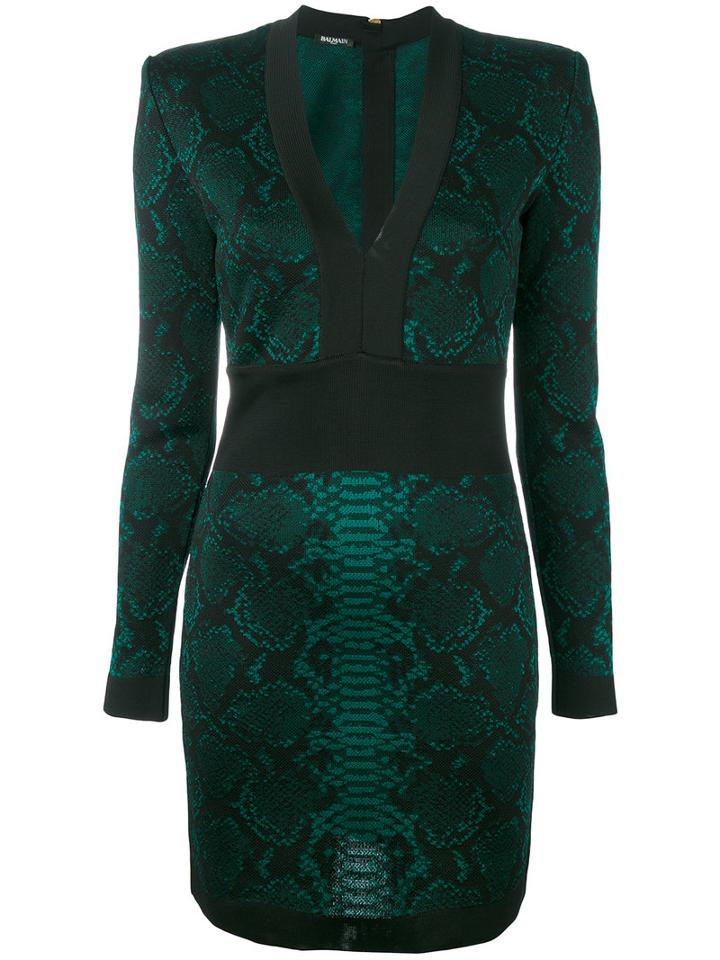 Balmain - Jacquard Snakeskin Mini Dress - Women - Viscose - 40, Black, Viscose