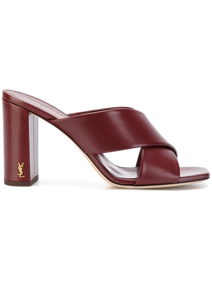 Saint Laurent Lou Lou Mule Sandals - Red