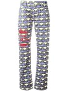 Jean Paul Gaultier Vintage Rue Saint Martin Patterned Trousers, Women's, Size: 30, White