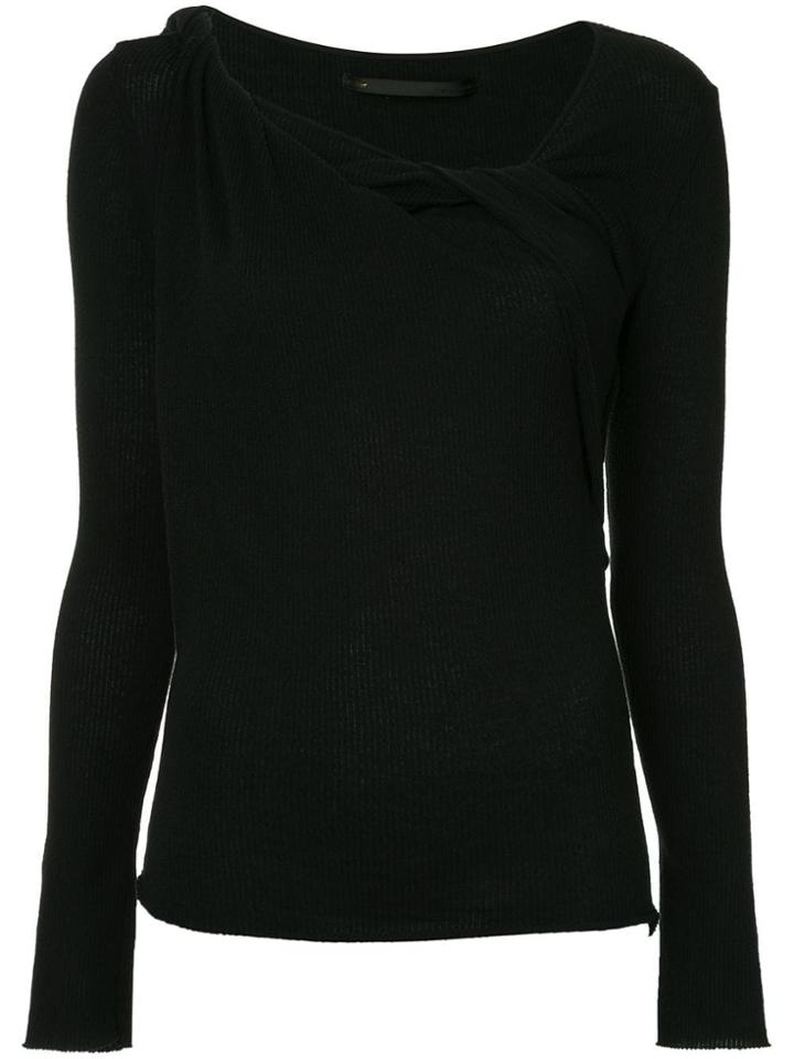 Muller Of Yoshiokubo Front Twist Ribbed Top - Black