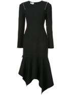 Monse Peekaboo Zipped Shoulder Asymmetric Dress - Black