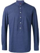 Mp Massimo Piombo - Collarless Shirt - Men - Cotton/polyester - 41, Blue, Cotton/polyester