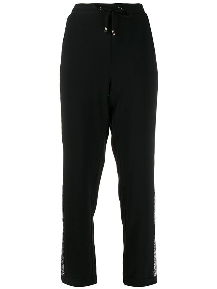 Liu Jo Logo Trim Tapered Trousers - Black