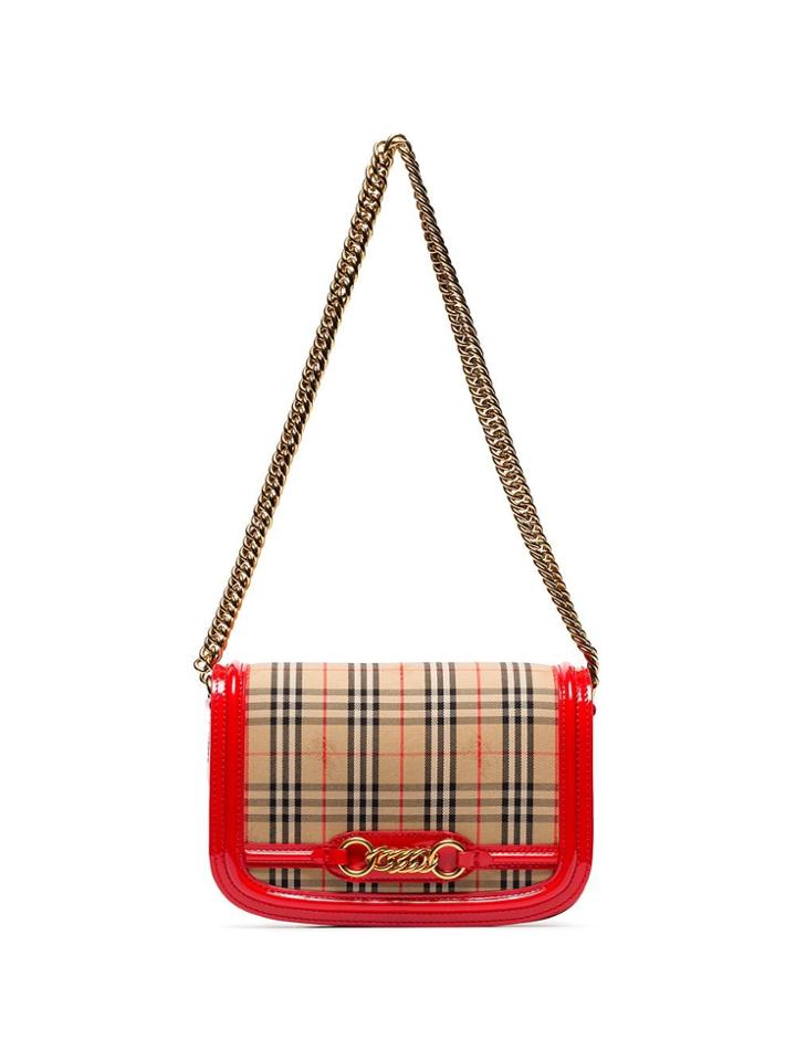 Burberry Link Detail Shoulder Bag - Red