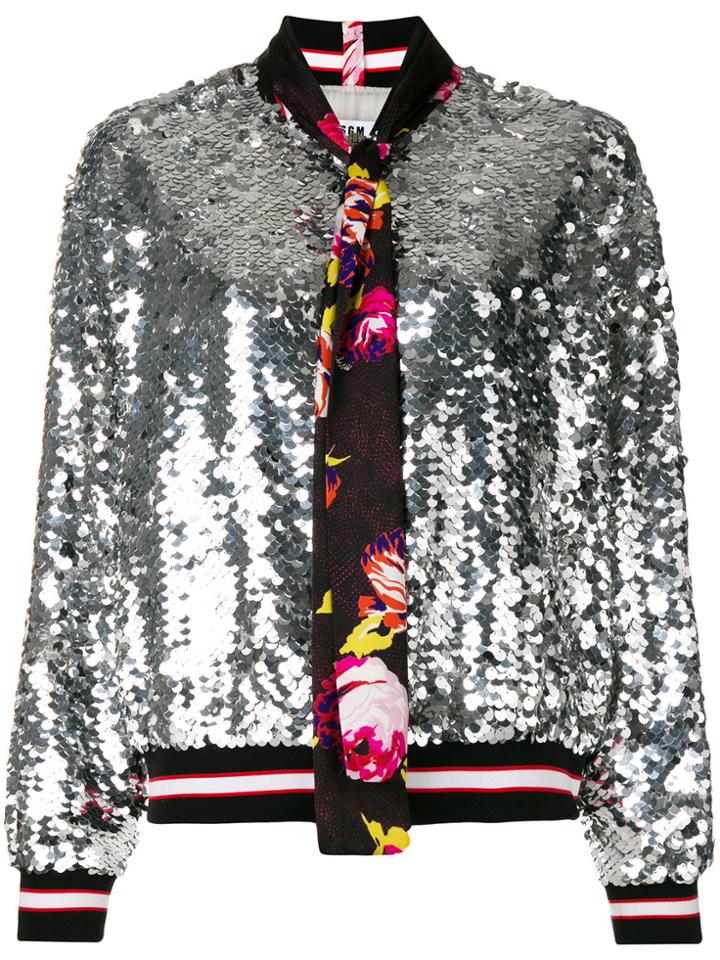 Msgm Sequin Bomber Jacket - Metallic