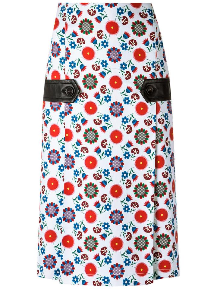 Floral Print Skirt - Women - Cotton - 36, White, Cotton, Reinaldo Lourenço