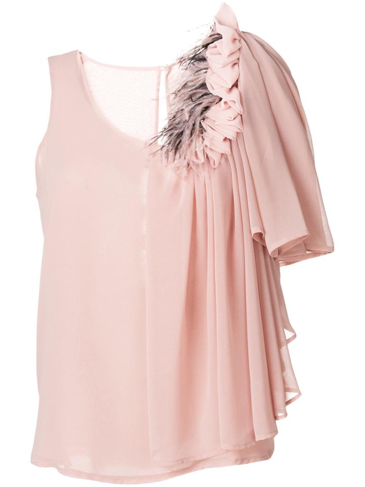Ainea Asymmetric Sleeve Blouse - Pink & Purple